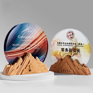 山形實木水晶獎座